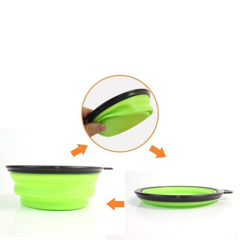 Tigela de Silicone Dobrável para Cachorro - Dog Bowl - Passeios, Viagens, Parques